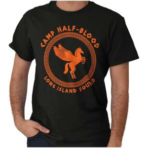 Brisco Brands Camp Half Blood Greek Mythology Graphic T Shirt Men or Women(Black – Greek Key Pattern)
