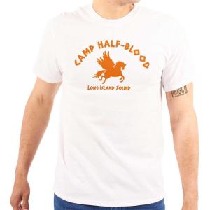 Brisco Brands Camp Half Blood Greek Mythology Graphic T Shirt Men or Women(White)