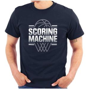 Brisco Brands Cool Basketball Scoring Machine Mens Graphic T Shirt Tees(Navy)