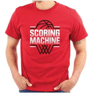 Brisco Brands Cool Basketball Scoring Machine Mens Graphic T Shirt Tees(Red)