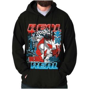 Brisco Brands Cool Kanji Street Fighter Retro Ryu Hoodie Sweatshirt Women Men(Black)