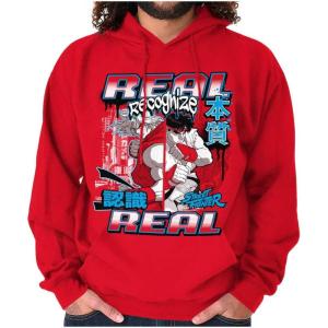 Brisco Brands Cool Kanji Street Fighter Retro Ryu Hoodie Sweatshirt Women Men(Red)
