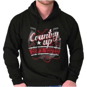 Brisco Brands Country Down South Lucky Horse Shoe Hoodie Sweatshirt Women Men(Black)