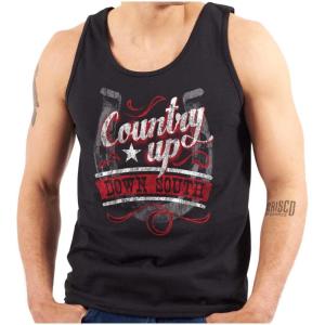 Brisco Brands Country Down South Lucky Horse Shoe Tank Top T Shirts Men Women(Black)