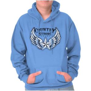 Brisco Brands Country Strong Cute Angels Wings Star Hoodie Sweatshirt Women(Carolina Blue)