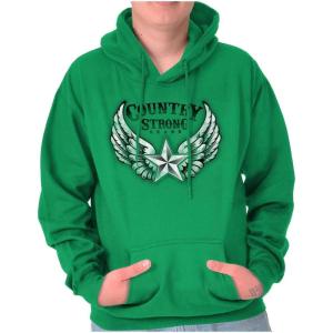 Brisco Brands Country Strong Cute Angels Wings Star Hoodie Sweatshirt Women(Irish Green)