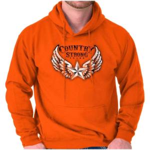 Brisco Brands Country Strong Cute Angels Wings Star Hoodie Sweatshirt Women(Orange)