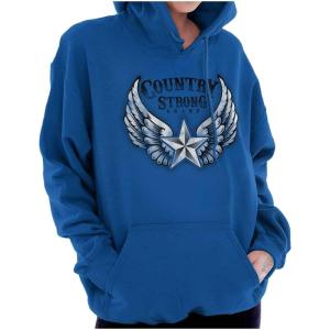 Brisco Brands Country Strong Cute Angels Wings Star Hoodie Sweatshirt Women(Royal)