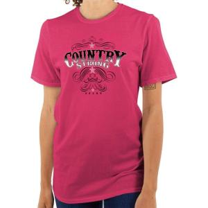 Brisco Brands Country Strong Western Stars Cowgirl Womens Graphic T Shirt Tees(Heliconia)