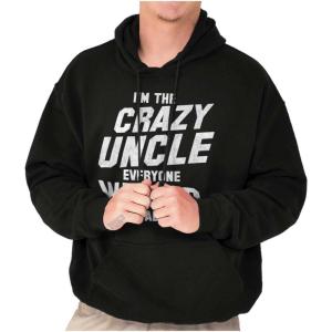 Brisco Brands Crazy Uncle Everyone Warned About Hoodie Hooded Sweatshirt Men(Black)