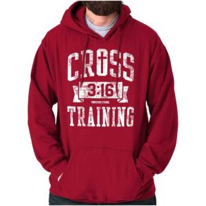 Brisco Brands Cross Training 3:16 Christian Hoodie Sweatshirt Women Men(Cardinal Red)