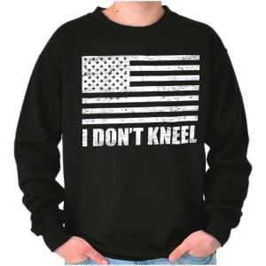 Brisco Brands Don’t Kneel Anti Protest Patriotic Sweatshirt for Men or Women(Black)