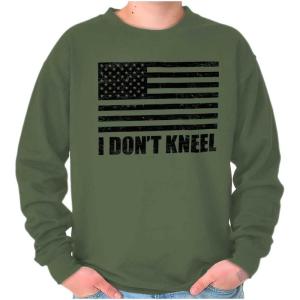 Brisco Brands Don’t Kneel Anti Protest Patriotic Sweatshirt for Men or Women(Military Green)