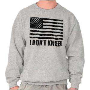 Brisco Brands Don’t Kneel Anti Protest Patriotic Sweatshirt for Men or Women(Sport Grey)