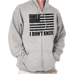 Brisco Brands Don’t Kneel Anti Protest Patriotic Zip Up Hoodie Mens Womens(Sport Grey)