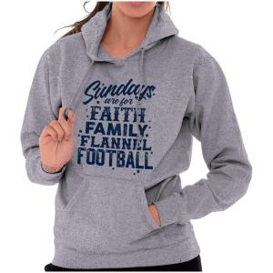 Brisco Brands Fall Sundays Cute Christian Autumn Hoodie Sweatshirt Women(Sport Grey)