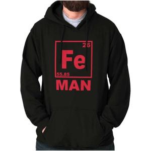 Brisco Brands Fe Iron Science Elements Superhero Hoodie Hooded Sweatshirt Men(Black)
