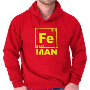 Brisco Brands Fe Iron Science Elements Superhero Hoodie Hooded Sweatshirt Men(Red)