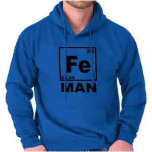 Brisco Brands Fe Iron Science Elements Superhero Hoodie Hooded Sweatshirt Men(Royal)