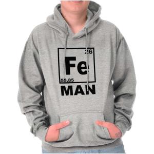 Brisco Brands Fe Iron Science Elements Superhero Hoodie Hooded Sweatshirt Men(Sport Grey)