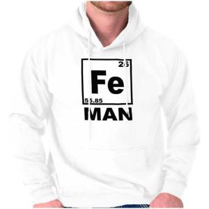 Brisco Brands Fe Iron Science Elements Superhero Hoodie Hooded Sweatshirt Men(White)