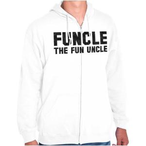 Brisco Brands Funcle the Fun Uncle Zip Up Hoodie Mens Womens(White)