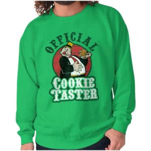 Brisco Brands Funny Popeye Wimpy Christmas Cookies Sweatshirt for Men or Women(Irish Green)