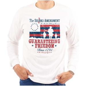 Brisco Brands Guarantee Freedom 2nd Amendment Mens Long Sleeve Tee T Shirt(White)