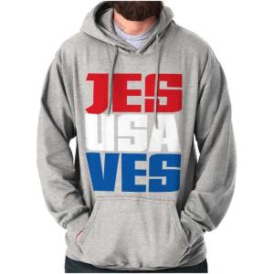 Brisco Brands Jesus Saves Red White Blue USA Hoodie Sweatshirt Women Men(Sport Grey)