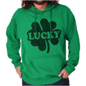 Brisco Brands Lucky 4 Leaf Clover St Patrick’s Day Hoodie Sweatshirt Women Men(Irish Green)