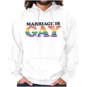 Brisco Brands Marriage Is Gay LGBTQ Rights Pride Hoodie Sweatshirt Women Men(White)