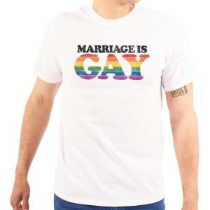 Brisco Brands Marriage is Gay LGBTQ Rights Pride Graphic T Shirt Men or Women(White)