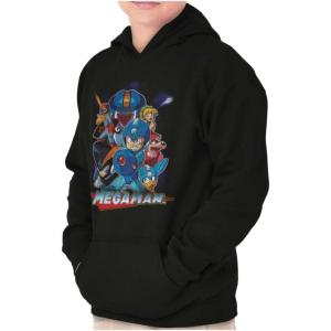 Brisco Brands Mega Man Characters Retro 1990s Gamer Youth Hoodie Boy Girl