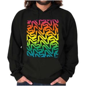Brisco Brands NASA Worm Logo Rainbow Gradient Hoodie Sweatshirt Women Men(Black)