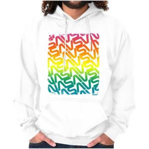 Brisco Brands NASA Worm Logo Rainbow Gradient Hoodie Sweatshirt Women Men(White)