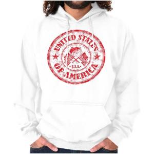 Brisco Brands Patriotic America Seal USA Americana Hoodie Sweatshirt Women Men(White)
