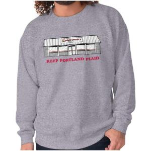 Brisco Brands Plaid Pantry Keep Portland Plaid Sweatshirt for Men or Women(Sport Grey)