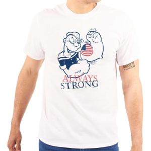 Brisco Brands Popeye Patriotic American Flag Strong Graphic T Shirt Men or Women(White)