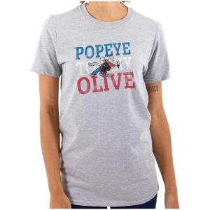 Brisco Brands Popeye to My Olive OYL Cute Couple Womens Graphic T Shirt Tees(Sport Grey)