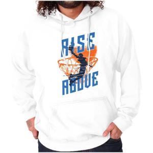 Brisco Brands Rise Above Basketball Slam Dunk Hoodie Hooded Sweatshirt Men(White)