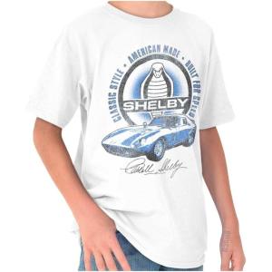 Brisco Brands Shelby American Made Speed Racecar Crewneck T Shirts Boy Girl(White)
