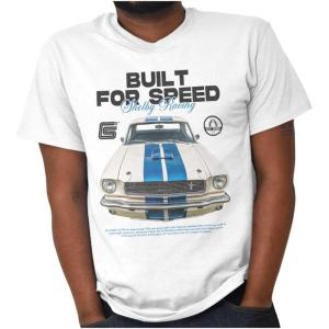 Brisco Brands Shelby Racecar Built for Speed Graphic T Shirt Men or Women(White)