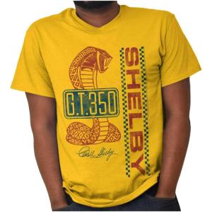 Brisco Brands Shelby Racing GT 350 License Plate Graphic T Shirt Men or Women(Gold)