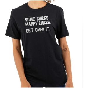 Brisco Brands Some Chicks Marry LGBTQ Lesbian Pride Womens Graphic T Shirt Tees(Black)