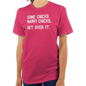 Brisco Brands Some Chicks Marry LGBTQ Lesbian Pride Womens Graphic T Shirt Tees(Heliconia)