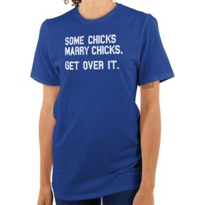 Brisco Brands Some Chicks Marry LGBTQ Lesbian Pride Womens Graphic T Shirt Tees(Royal)