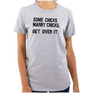 Brisco Brands Some Chicks Marry LGBTQ Lesbian Pride Womens Graphic T Shirt Tees(Sport Grey)