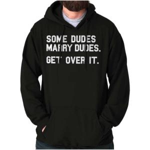 Brisco Brands Some Dudes Get Married LGBTQ Pride Hoodie Hooded Sweatshirt Men(Black)