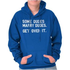 Brisco Brands Some Dudes Get Married LGBTQ Pride Hoodie Hooded Sweatshirt Men(Royal)