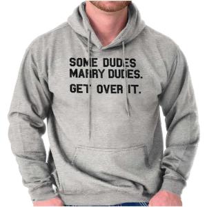 Brisco Brands Some Dudes Get Married LGBTQ Pride Hoodie Hooded Sweatshirt Men(Sport Grey)